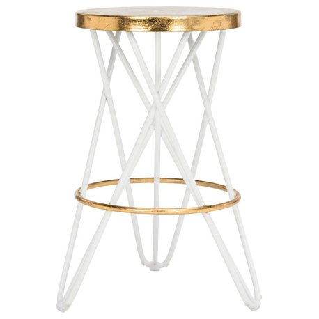 Safavieh Lorna Gold Leaf Counterstool, White/Gold