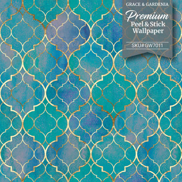 GW7011 Watercolor Moroccan Peel and Stick Wallpaper Roll 20.5in W x 18ft L