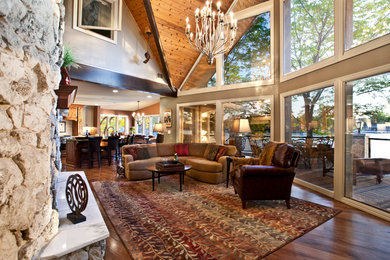 Inspiration for a craftsman living room remodel in Omaha