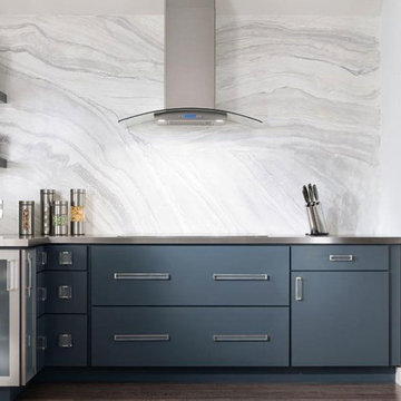 Blue Painted Kitchen Cabinets