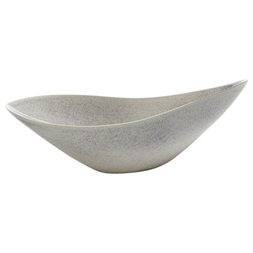 Luxe Elegant Modern Light Gray Swoop Bowl, Wide Curve Large Centerpiece Long