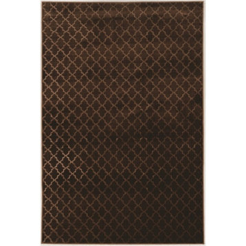 Linon Evolution Trellis Power Loomed Polyester 5'x7'6" Rug in Brown