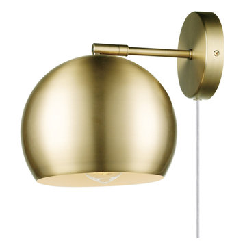 Modern Wall Sconce Light-Aged Brass with Wrap Around Shade/Crystal Accents-FS 