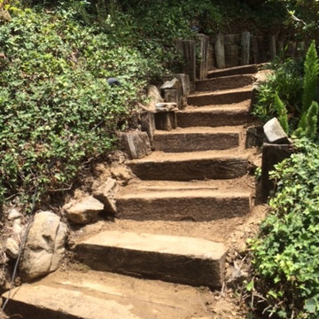 Broadlawn Railroad tie staircase and landings