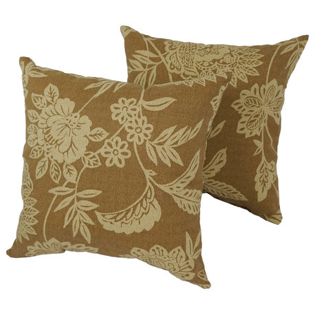 Blaziing Needles 17" Outdoor Throw Pillows, Brown, Set of 2