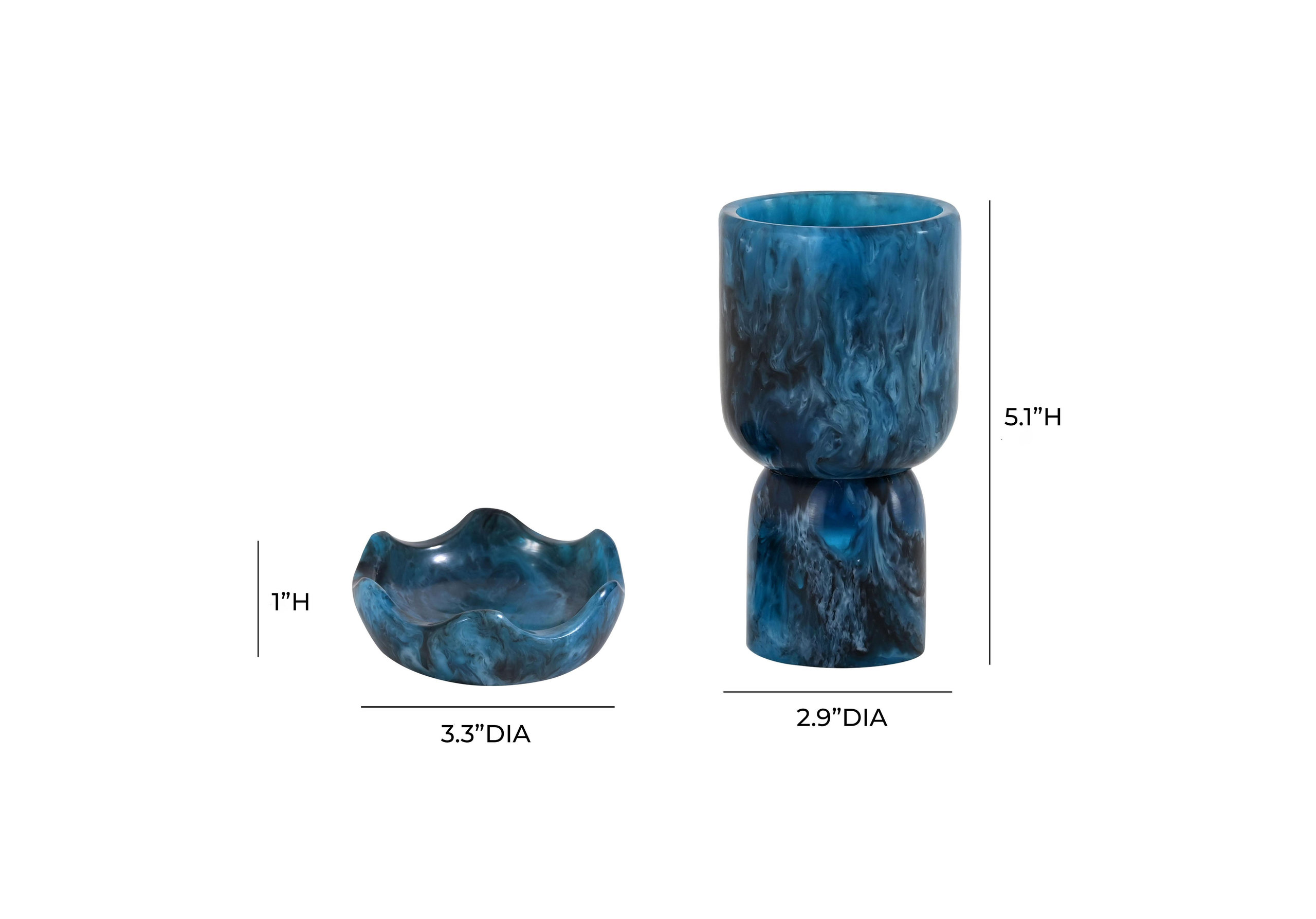 Cuphuzz Platform Blue Swirl Resin Kiddush Cup - Contemporary - Decorative Bowls ...