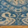 Oriental Rug, 4'X6' Hand Knotted Ikat Uzbek Design 100% Wool Sky Blue Rug