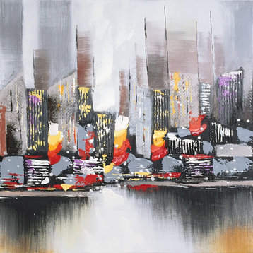 Hand Painted Abstract City View Wall Decor Artwork I