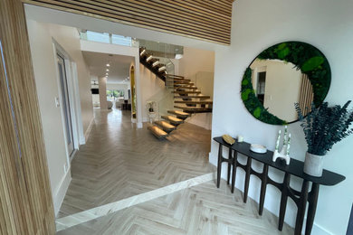 Entryway - mid-sized modern wood wall entryway idea in Miami