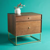 Safavieh Couture Adelyn 2 Drawer Nightstand, Walnut/Gold