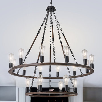 Vanity Art 18-Light Candle Style Tiered Chandelier