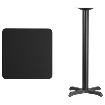 24" Square Black Laminate Table Top With 22" Bar H Table Base