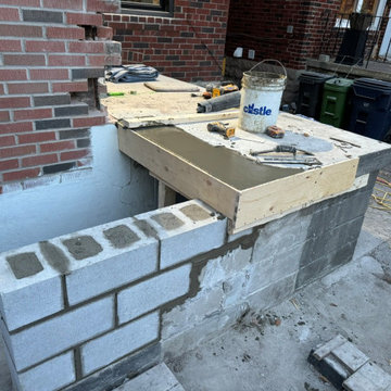 Concrete Back Deck Transformation To Masonry Natural Stone Porch and Steps