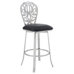 Armen Living - Cherie Contemporary 30" Bar Height Barstool in Brushed Stainless Steel Finish - The Armen Living Cherie contemporary counter heght barstool features an attractive, yet adaptable aesthetic frame design. A wonderful choice for both the kitchen and the home bar setting, the Cherie comes with a 360 degree swivel seat that allows for a wide range of movement and easy socialization. The Cherie's Stainless Steel finish frame assures an unmatched degree of durability while complimenting contemporary design sentiments. Padded with foam, the Cherie's Black Faux Leather upholstered seat offers exceptional support that is further enhanced by the stool's added footrest. An excellent choice for any modern home, the Cherie is sold with your choice of two industry standard sizes; 26 inch counter and 30 inch bar height.