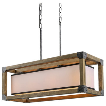 LNC Wood And Metal Chandeliers Rectangle, Distressed Wood