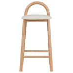 Meridian Furniture - Meridian Furniture Calvin Vegan Leather Stool, Cream, Natural Finish - Make them want to stay 'till closing time when you add one or more of these Calvin vegan leather counter stools to your home bar or kitchen counter. These handsomely rugged stools have an uber modern look to them, making them well at home in a variety of decorative settings. The cream vegan leather seat is soft and comfy, so folks want to sit a spell and enjoy themselves. The natural finish solid wood frame is durable and sturdy, and there's room to rest your feet around the bottom perimeter for added usability and comfort.