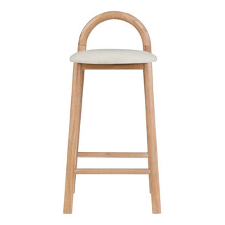 Calvin Vegan Leather Stool in Cream - Natural Finish