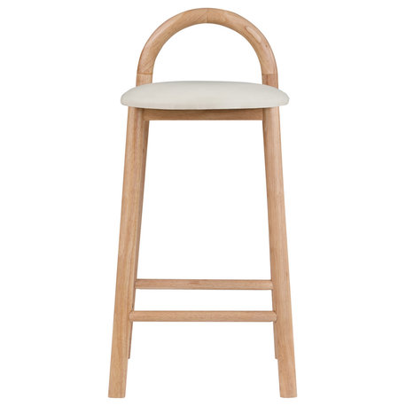 Meridian Furniture Calvin Vegan Leather Stool, Cream, Natural Finish