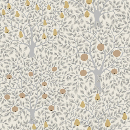 Pomona Light Grey Fruit Tree Wallpaper Bolt
