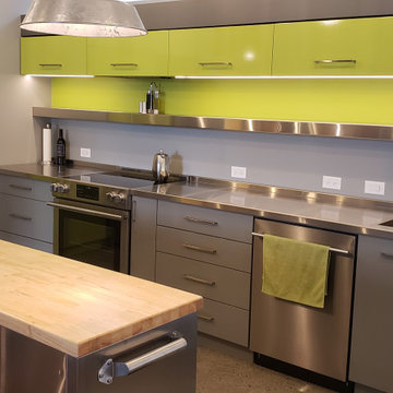Industrial Green and Grey Kitchen