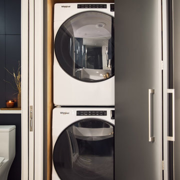 Hidden Whirlpool Washer and Dryer in Bathroom Cabinetry