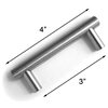 HIC Bar Pull Cabinet Handle Brushed Nickel Solid Steel, 3" X 4"