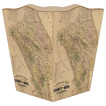 Antique Napa County Map Wastepaper Basket