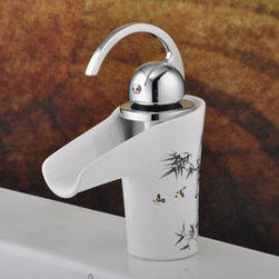 Elegant Waterfall Bathroom Sink Faucet with Ceramic Spout T0540C - Bathroom Sink Faucets