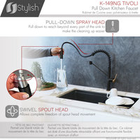STYLISH Single Handle Pull-Down Dual Mode Kitchen Faucet in Matte Black/Gold