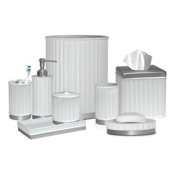Panache Silver Bath Accessory Set for Vanity Countertops 8 Piece Luxury Ensemble
