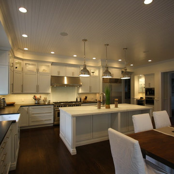 Wainscott NY Contemporary Kitchen - Marble Tops - White Painted