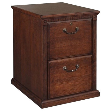 Bowery Hill 2 Drawers Vertical Oak Wood Filing Cabinet Pre-assembled