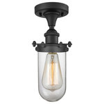 Innovations Lighting - Kingsbury 1-Light LED Flush Mount, Matte Black, Clear - The Austere makes quite an impact. Its industrial vintage look transports you back in time while still offering a crisp contemporary feel. This sultry collection has a 180 degree adjustable swivel that allows for more depth of lighting when needed.