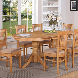 Vancouver table + 6 Vancouver wood chairs in oak finish SKU: V7-OAK-W - Dining Sets
