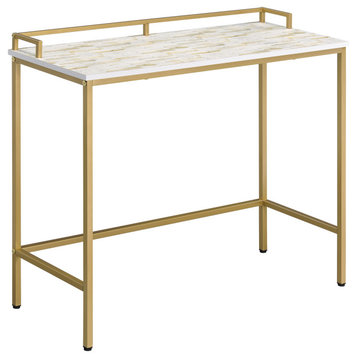Brighton Console Table With Mosaic Top and Gold Metal Frame