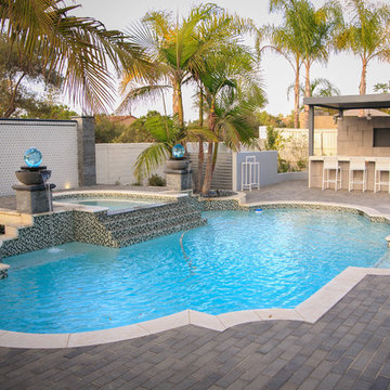 Santaluz - Posh Salt and Peppered Patio with Pool