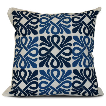 Blue Tiki Square, Geometric Print Pillow, 16"x16"