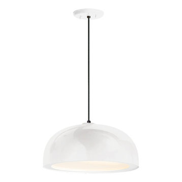 Dome Pendant, Gloss White With Gloss White Lens, 14" Shade