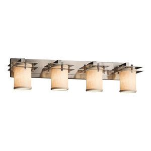 Grid with Clear Bubbles LED Polished Chrome Union 4-Light Bath Bar Square w//Flat Rim Shade Justice Design Group Lighting WGL-8414-15-GRCB-CROM-LED4-2800 Wire Glass