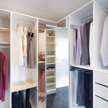 Scandinavian style walk in wardrobe