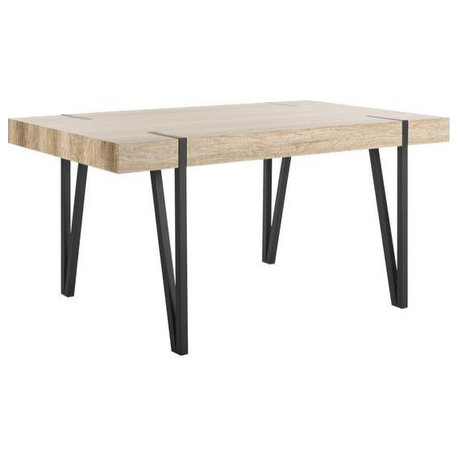 Alyssa Rustic Midcentury Wood Top Dining Table