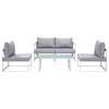 Fortuna 5 Piece Outdoor Patio Sectional Sofa Set EEI-1724-WHI-GRY-SET