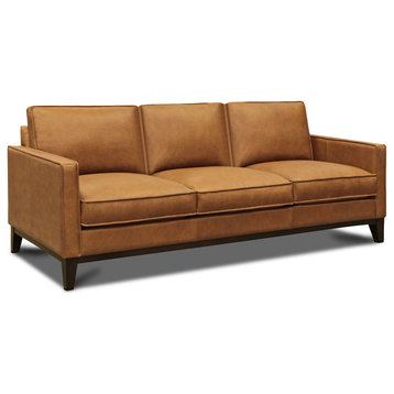 Metropole 100% Top Grain Pull Up Leather Mid-century Sofa