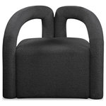 Meridian Furniture - Otto Boucle Fabric Upholstered Accent Chair, Black - Liven up your home with this unique Otto accent chair. Crafted from a mixture of plywood, metal, foam, and fabric, this open-back chair is durable and sturdy enough to support just about anyone who sits on it. Its curved back provides a cushy surface to rest your back, and its open back style makes a bold statement in any modern living space. Its thick foam seat offers you a cozy place to rest your weary bones, and rich black boucle fabric adds to its style and comfort.