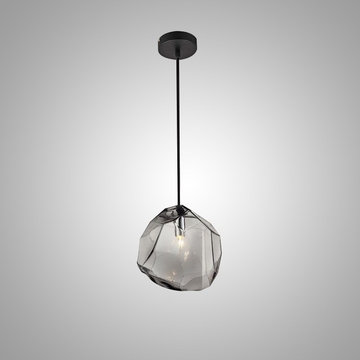 Stone 1-Light Mini Gray Clear Glass Shade Diamond Pendant Light