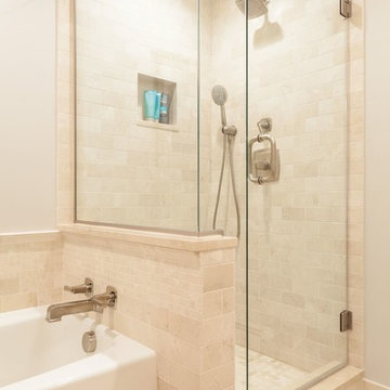 Glass Walk-In Shower with Marble Tile – Beverly MA