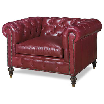 Chair Chesterfield Wood Leather Removable Leg Hand-Crafted MK-3