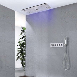 Thermostatic Recessed Ceiling Mount Led Rainfall Shower System, F Chrome Polishe - Showerheads And Body Sprays