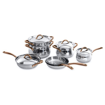 11-Piece Ouro Cookware Set With Rose Gold Handles