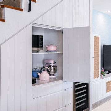V-groove White Integrated Pantry and Fridge